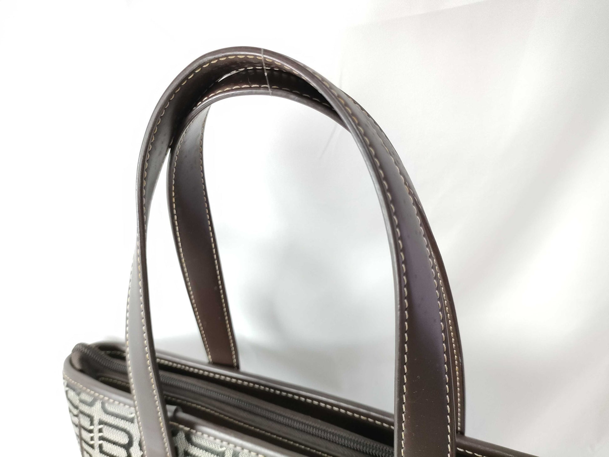 BALENCIAGA Canvas and Leather Handbag Brown and Black Tote Bag