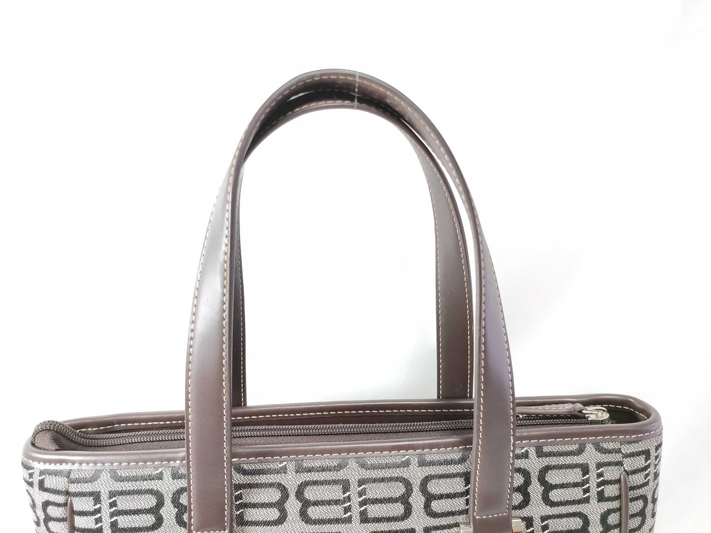 BALENCIAGA Canvas and Leather Handbag Brown and Black Tote Bag