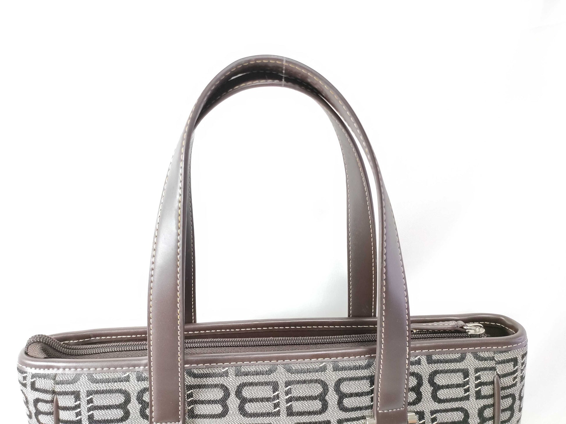 BALENCIAGA Canvas and Leather Handbag Brown and Black Tote Bag