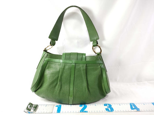 BVLGARI Chandra Line Leather One-Shoulder Bag Green Handbag