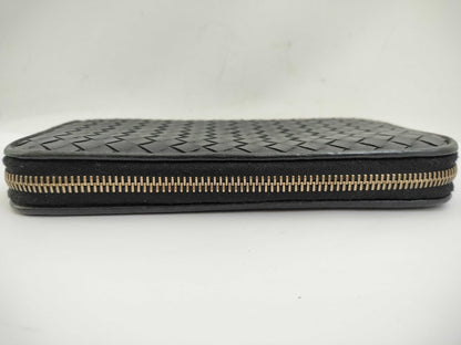 BOTTEGA VENETA Intrecciato Leather Long Wallet with Zip-Around Design, Black, 114076 V0013 1000