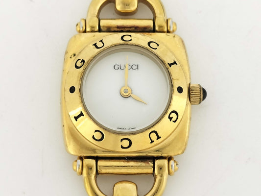 GUCCI 6400L 0008224 GP/QZ White Dial Women's Watch, Not Working/No Operational Guarantee