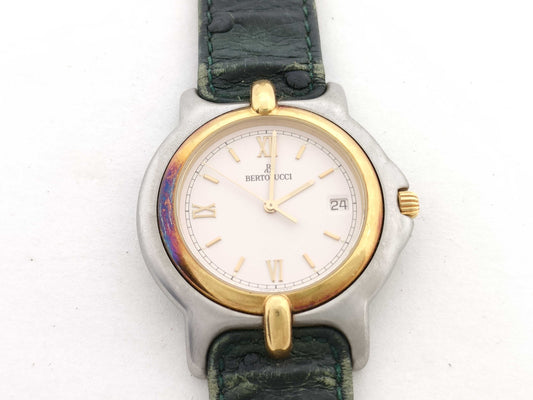 Bertolucci Model Number 113.8050.49 Serial Number 51513 GP/SS/Leather/QZ White Dial Non-Working/No Operational Guarantee Men's Watch