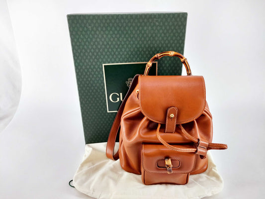 GUCCI Bamboo Leather Backpack 003・2058・0030 Brown Backpack