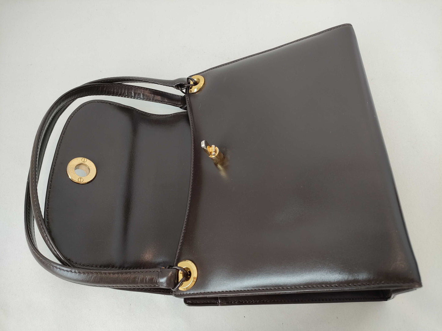 GUCCI Old Gucci Leather Handbag Brown