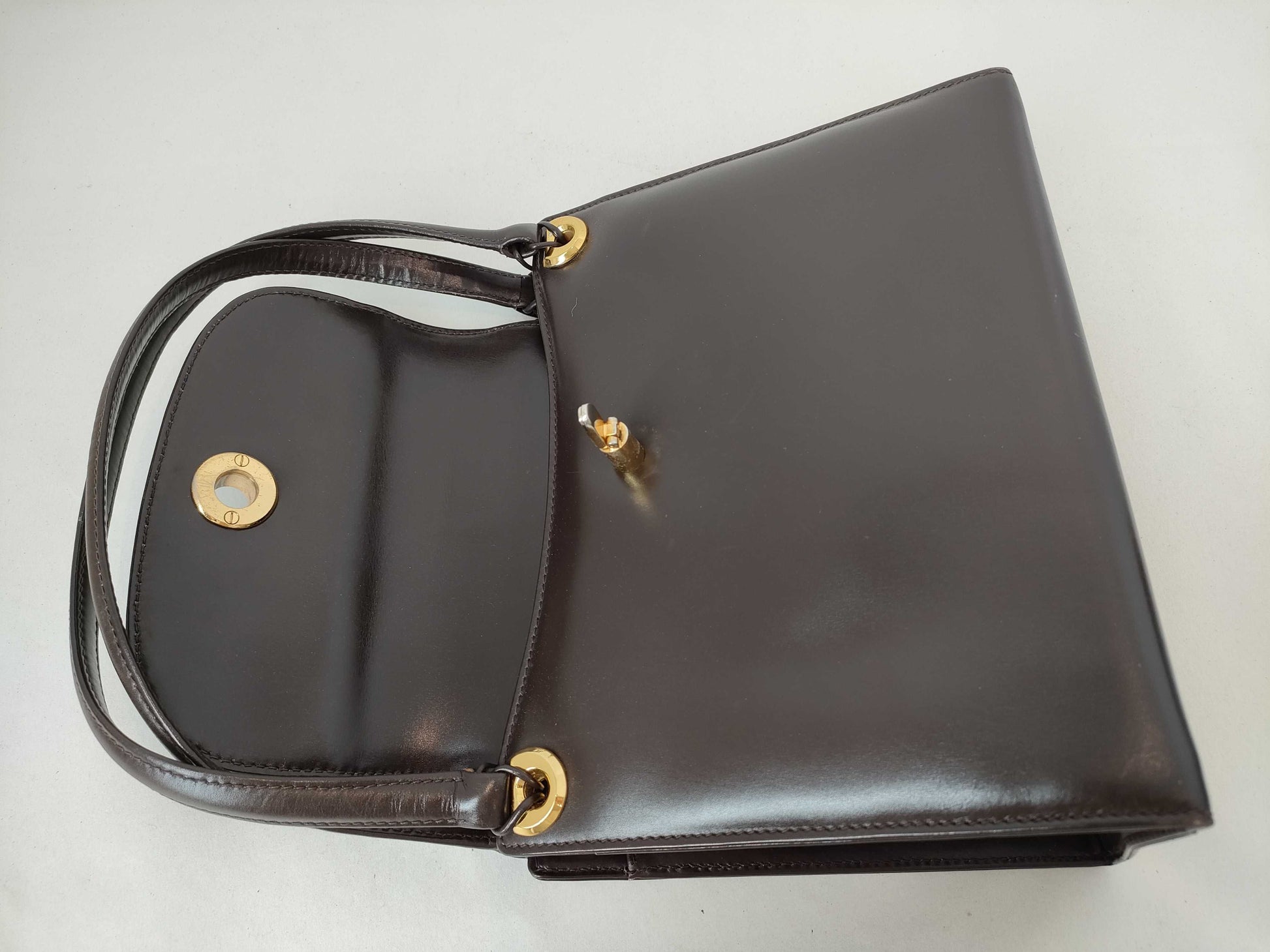 GUCCI Old Gucci Leather Handbag Brown