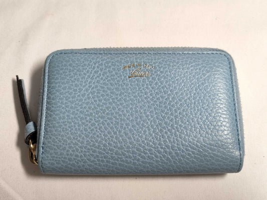 GUCCI Leather Card Case 368877/203887 Light Blue Card Case/Pass Case/Business Card Holder
