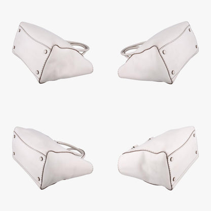 PRADA City Twin Pocket Satchel White Leather BN2857208 31/Z Handbag