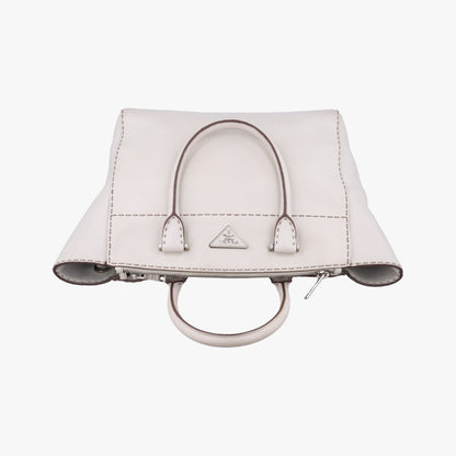 PRADA City Twin Pocket Satchel White Leather BN2857208 31/Z Handbag