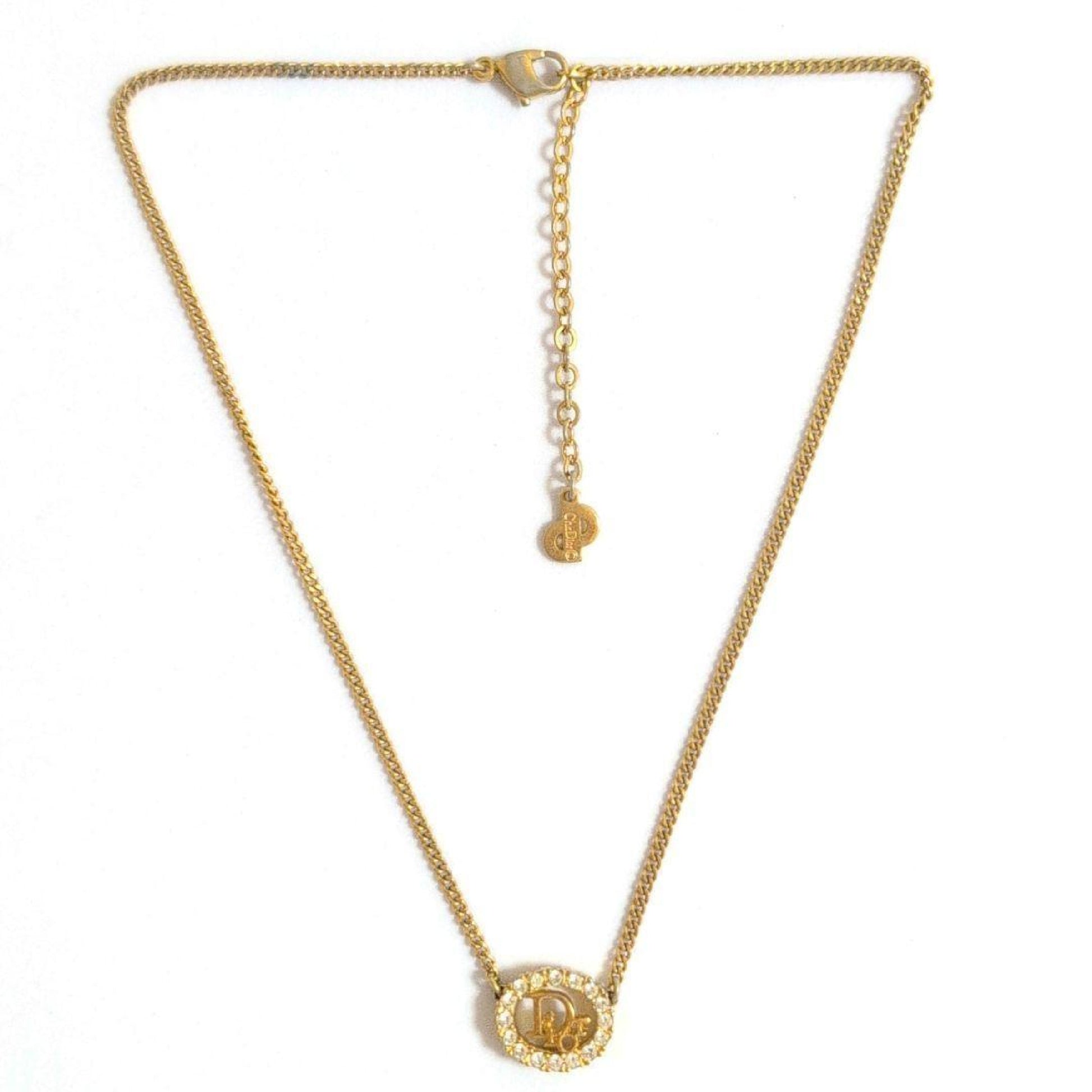 Dior CD logo stone gold vintage necklace