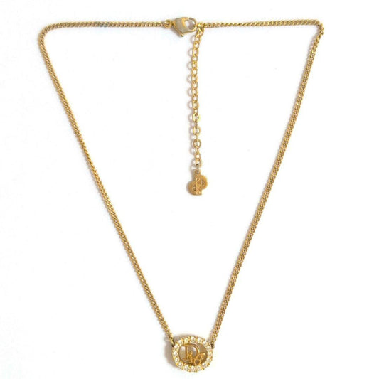 Dior CD logo stone gold vintage necklace