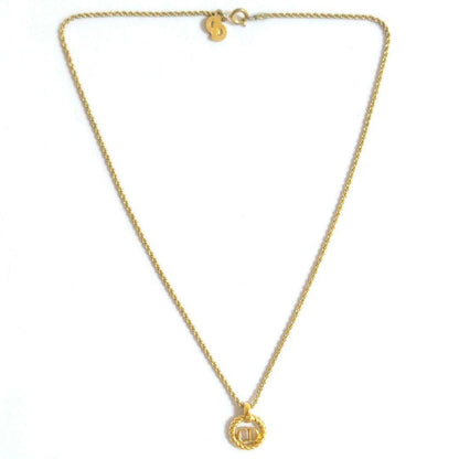 Dior CD Logo Circle Gold Vintage Necklace