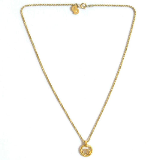 Dior CD Logo Circle Gold Vintage Necklace