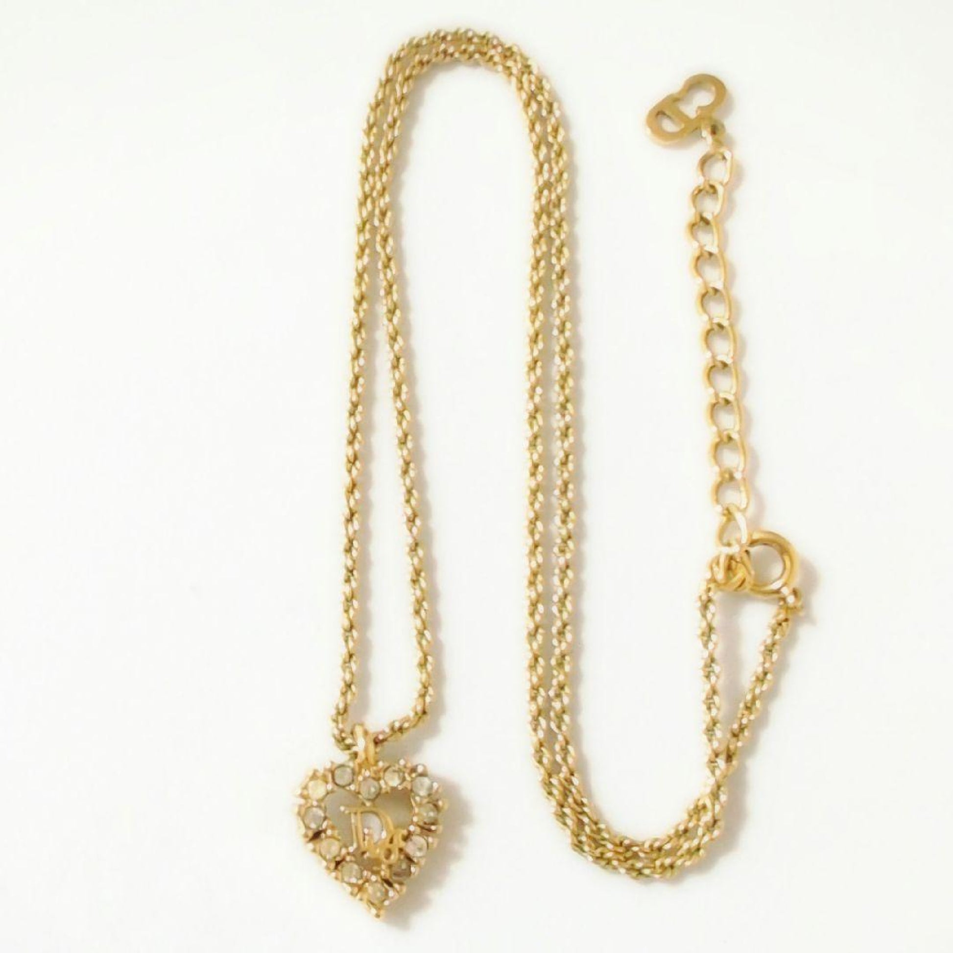 Dior CD Logo Heart Gold Vintage Necklace