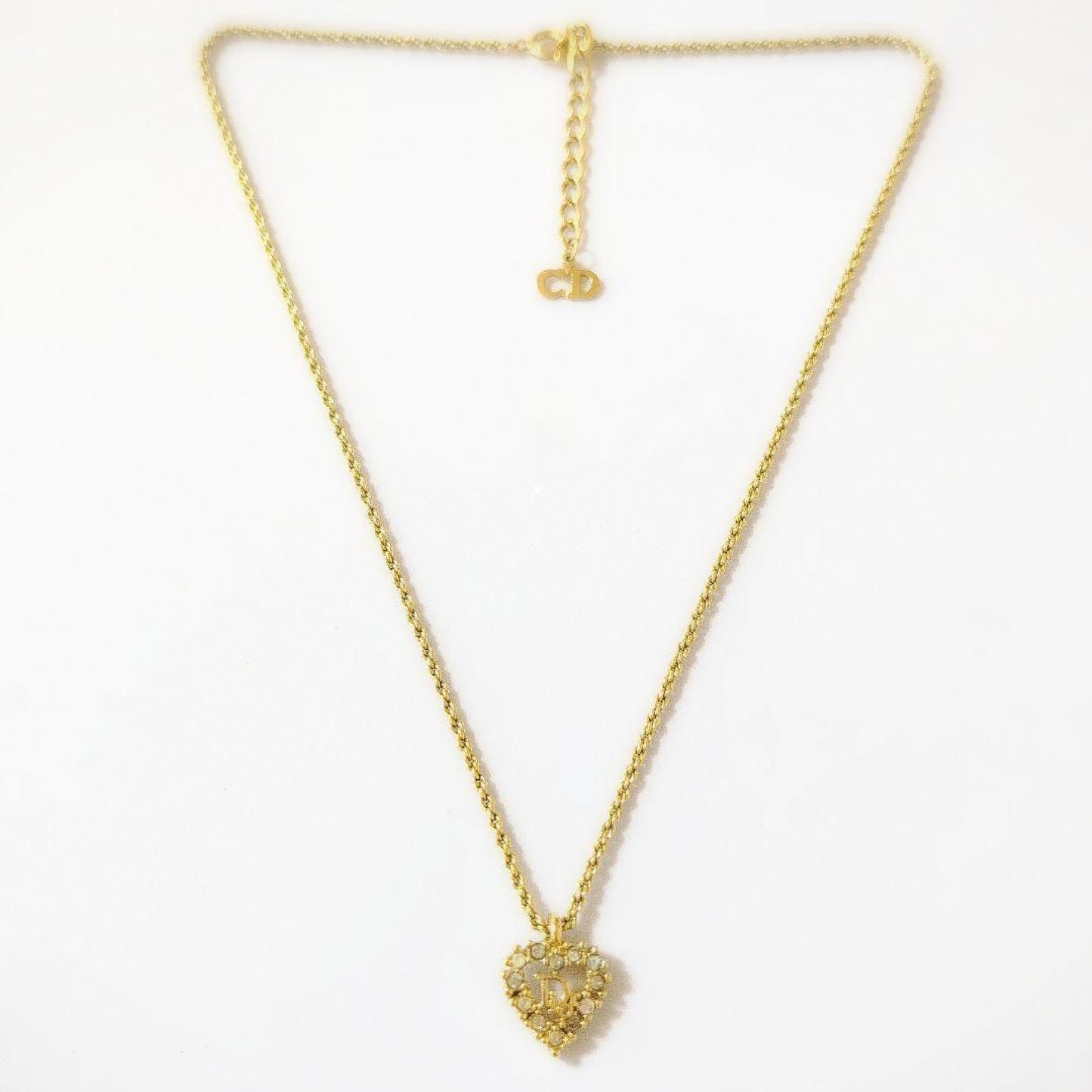 Dior CD Logo Heart Gold Vintage Necklace