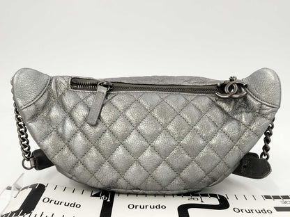 CHANEL Metallic Silver Waist Pouch, 19th Series, A94102