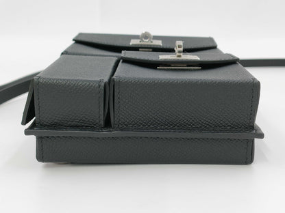 HERMES Kelly Multi-Pocket To-Go Shoulder Bag in Epsom Noir with Silver Hardware and Silver-Tone W Stamp