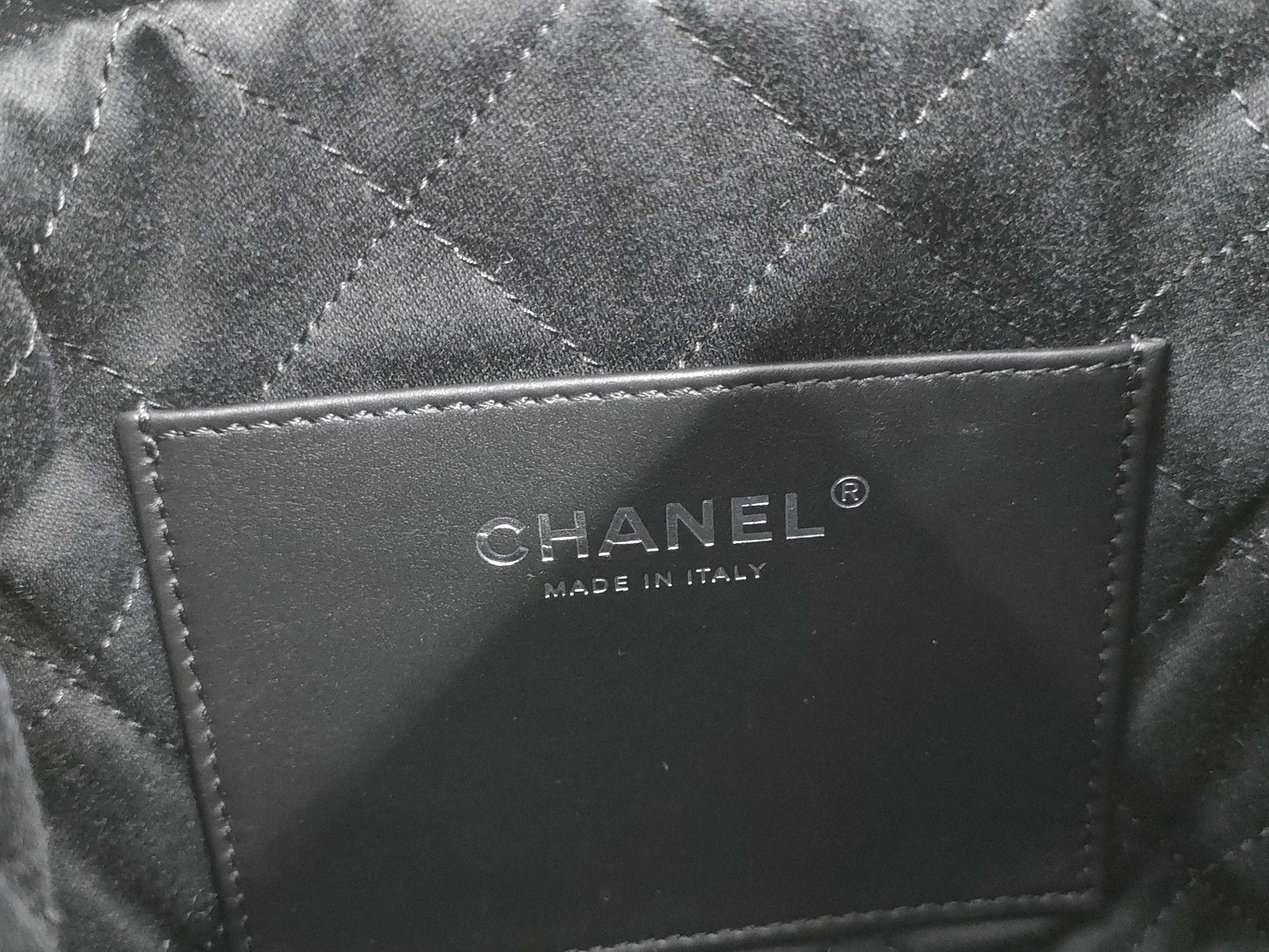 CHANEL Chanel 22 Mini Black Shoulder Bag with Silver Hardware and GP Serial Plate 