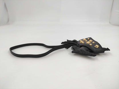 HERMES Rodeo Lock Charm, Black and Gold with K Stamp