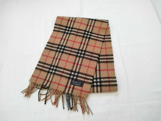 BURBERRY / Fringe Scarf / Nova Check / Made in England / 100% Lambswool / Beige Other Accessories