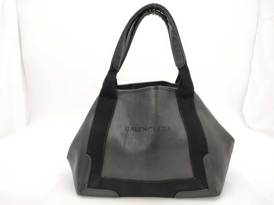BALENCIAGA Navy Cabas Leather Handbag