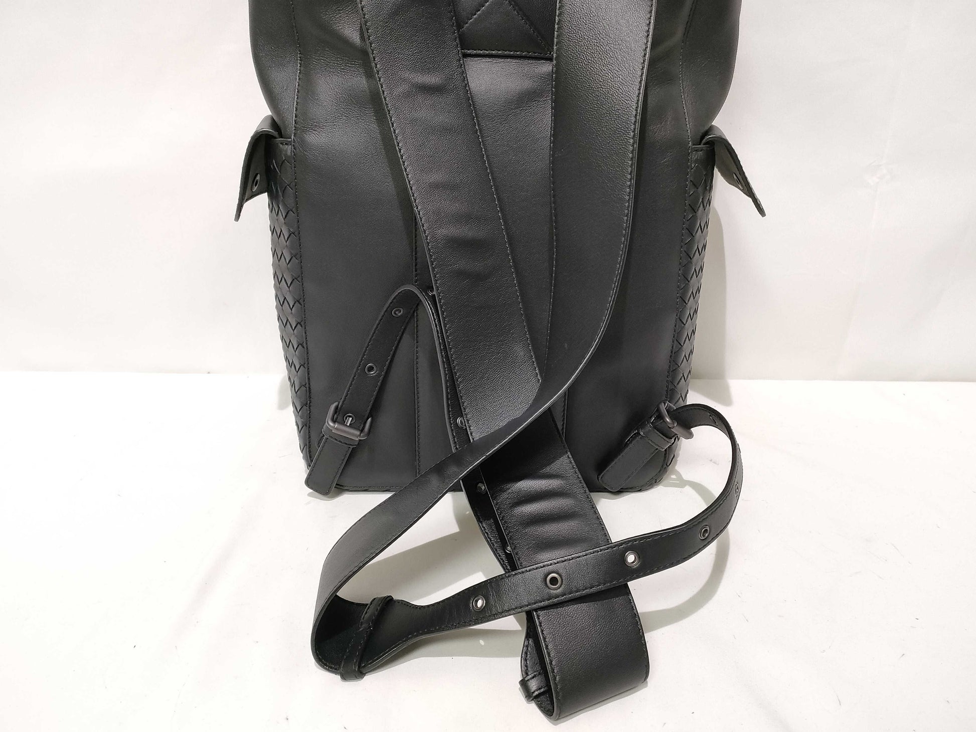 BOTTEGA VENETA Intrecciato Leather Backpack in Black