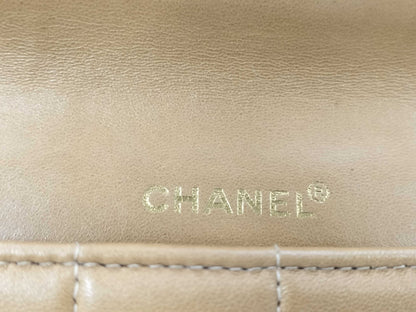 CHANEL Chocobar East West Lambskin Chain Shoulder Bag, Beige