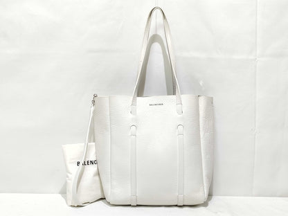 BALENCIAGA Everyday Tote, Leather, White, 2-Way, 489813 Tote Bag