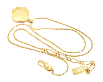 Yves Saint Laurent Yves Saint Laurent Gold & Black Logo Pendant Necklace 7.4g Necklace