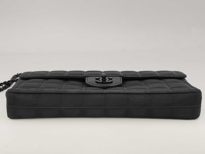 CHANEL New Travel Line East West Chain Shoulder Bag in So Black Nylon with Dust Bag and Seal