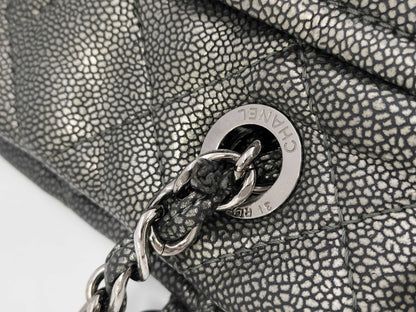 CHANEL Caviar Leather Matelasse Chain Tote Bag with Silver Hardware, Shoulder Bag, Tote Bag