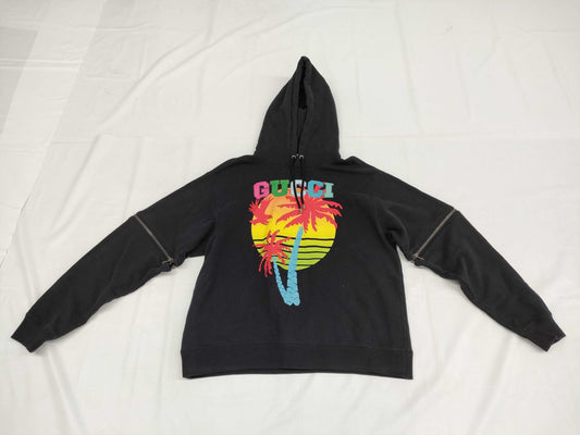 GUCCI Hoodie Black Sleeve Zip 2-Way Top