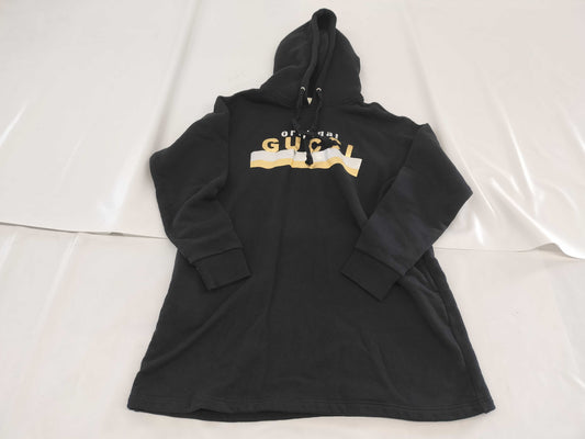 GUCCI Hoodie Dress, Black, Long, Size XS, Tops