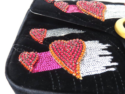 GUCCI Marmont Sequins Heart Velvet Chain Shoulder Bag