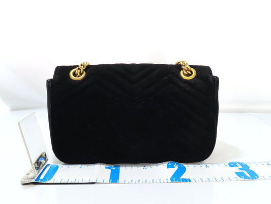 GUCCI Marmont Sequins Heart Velvet Chain Shoulder Bag