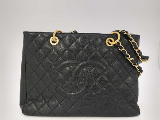 CHANEL Caviar Skin Coco Mark GST Shoulder Tote Bag
