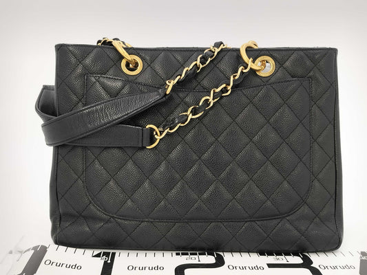CHANEL Caviar Skin Coco Mark GST Shoulder Tote Bag