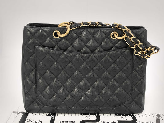 CHANEL Caviar Skin Coco Mark GST Shoulder Tote Bag