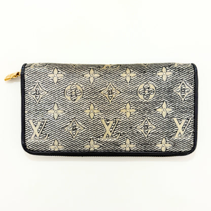 LOUIS VUITTON Monogram Jacquard Zippy Wallet, Navy, M82468, Wallet, Box, Dust Bag Included