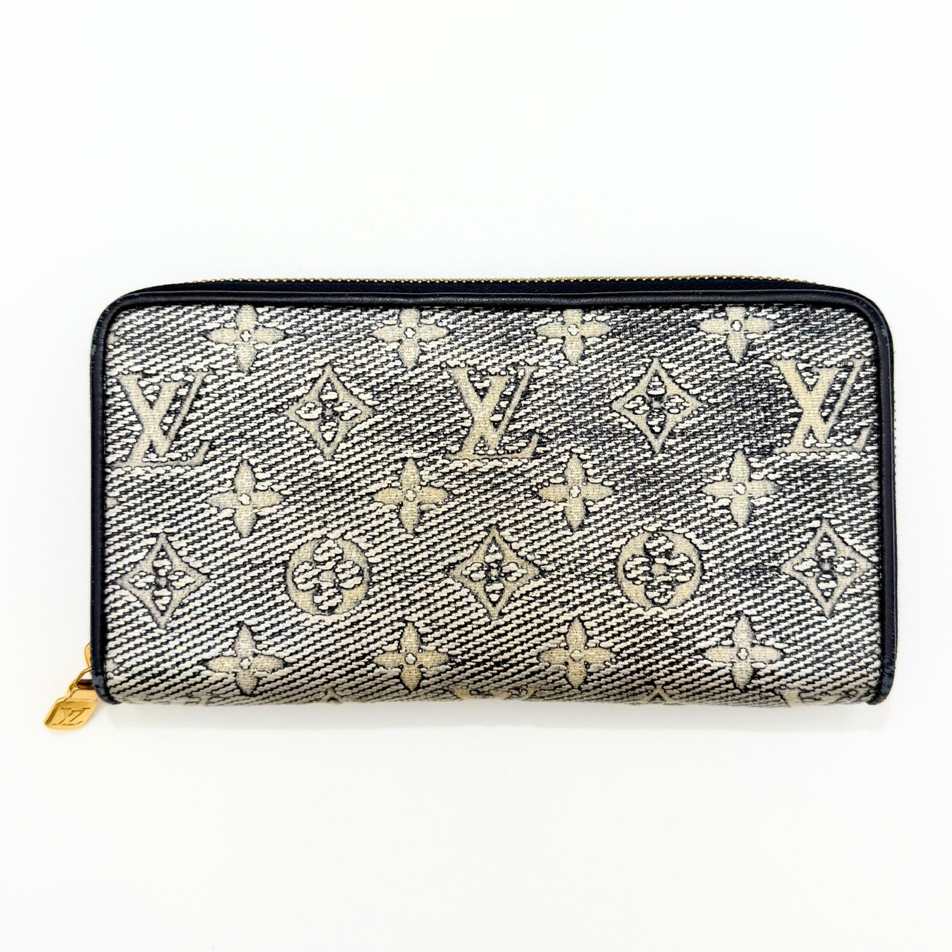 LOUIS VUITTON Monogram Jacquard Zippy Wallet, Navy, M82468, Wallet, Box, Dust Bag Included