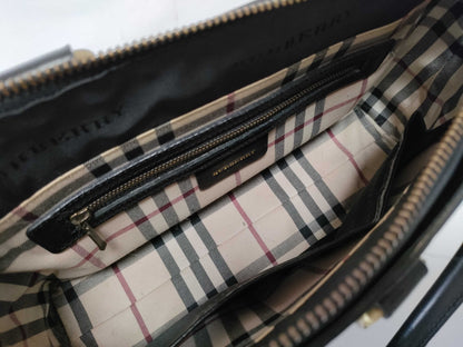 BURBERRY Black Leather Handbag Z6129 Handbag