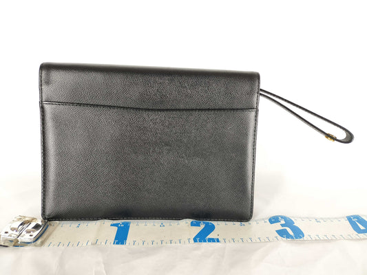Yves Saint Laurent Leather Clutch Bag with YSL Logo
