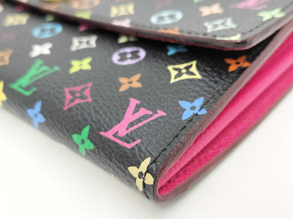 LOUIS VUITTON LV Portefeuille Sarah Multicolor Black M93747 Wallet with Box