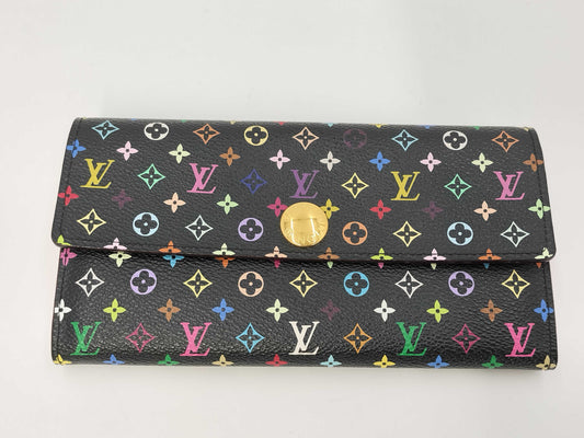 LOUIS VUITTON LV Portefeuille Sarah Multicolor Black M93747 Wallet with Box