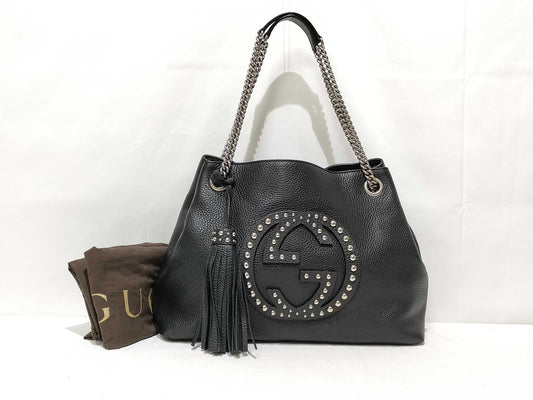 GUCCI Studded Leather Soho Chain Tote Bag
