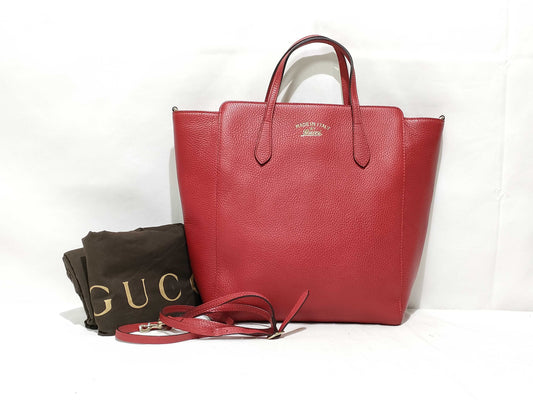 GUCCI Swing Leather Tote Bag