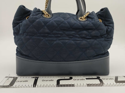 CHANEL Matelasse 2-way Chain Shoulder Bag in Navy Caviar Skin, Size 18