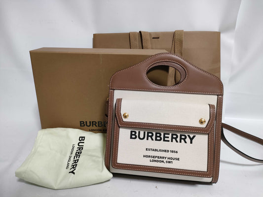 BURBERRY Mini Two-Tone 2-Way Handbag Shoulder Bag
