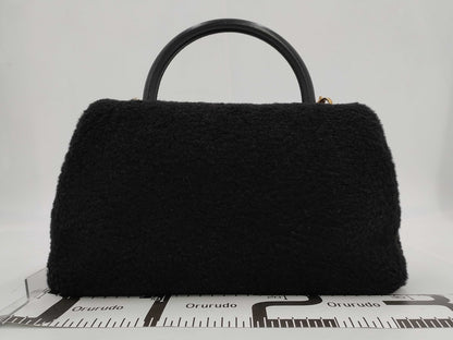 CHANEL Coco Handle 33 M Boa 2-Way Handbag, Black, Gold Hardware, 23284354, 23 Series, A92992, Handbag