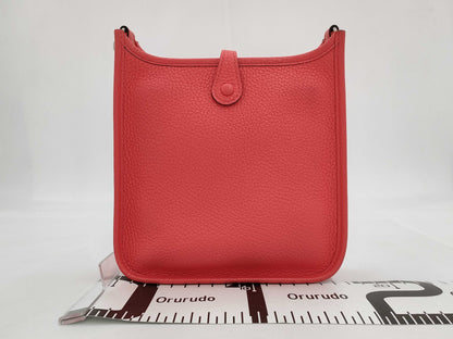 HERMES Evelyn TPM Amazon Rose Texas Taurillon Clemence Leather Shoulder Bag with Silver Hardware and B Stamp